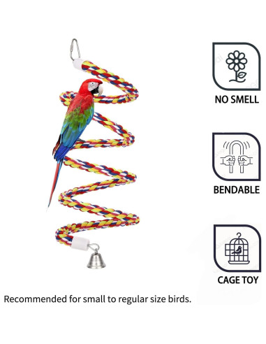 2 Pcs Perchas de Cuerda para Aves OSWINMART 109 cm Algodón