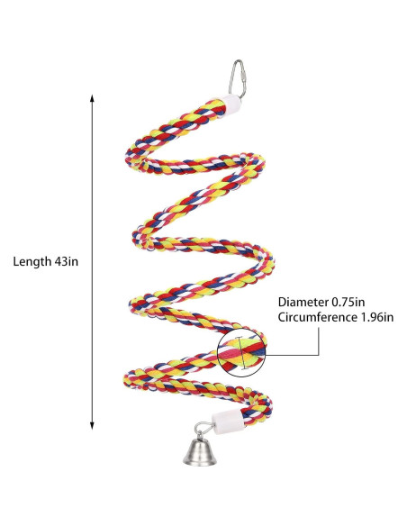 2 Pcs Perchas de Cuerda para Aves OSWINMART 109 cm Algodón