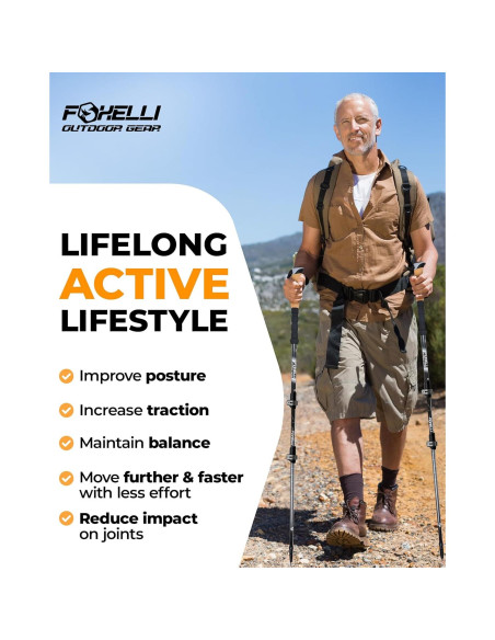 Bastones de Senderismo Foxelli Plegables de Aluminio 2 Pzas