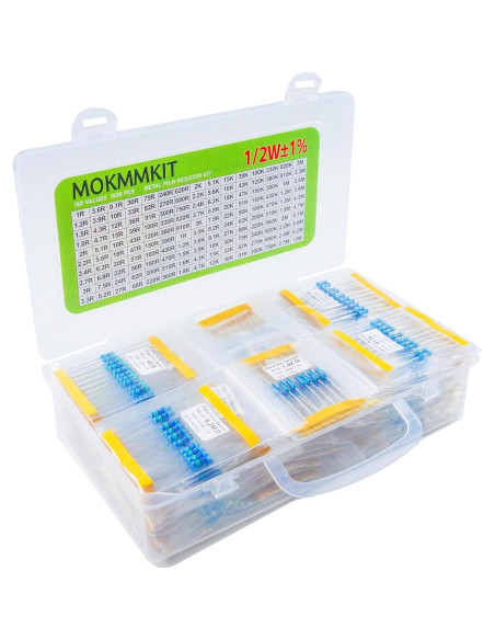 Kit de Resistores de Película Metálica MOKMMKIT 1500 Piezas 1/2W