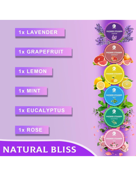 Bombas de Ducha Aromaterapia MR MIRYE - 6 Paquetes Naturales