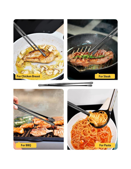 Conjunto de 4 Pinzas Largas BUNDLEPRO de Acero Inoxidable 30.48 cm y 25.4 cm