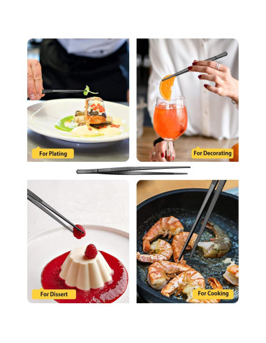 Conjunto de 4 Pinzas Largas BUNDLEPRO de Acero Inoxidable 30.48 cm y 25.4 cm