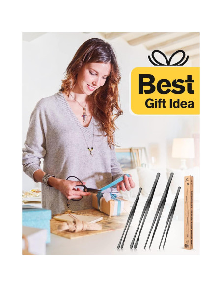 Conjunto de 4 Pinzas Largas BUNDLEPRO de Acero Inoxidable 30.48 cm y 25.4 cm