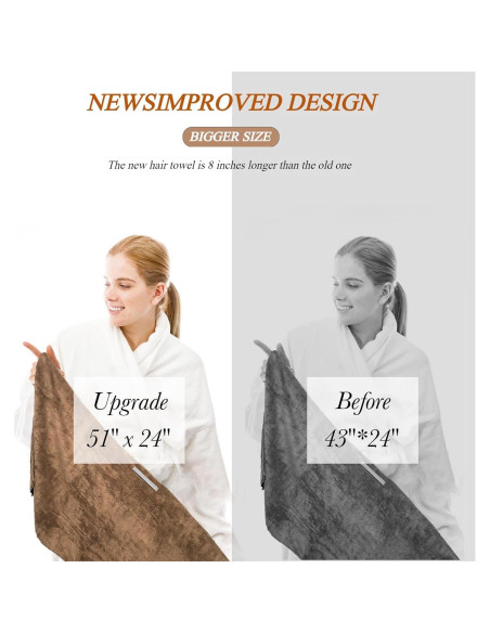 Toalla de Microfibra XXL BreodyEco para Cabello - 130x61cm Suave y Absorbente