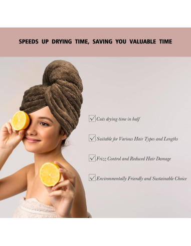 Toalla de Microfibra XXL BreodyEco para Cabello - 130x61cm Suave y Absorbente