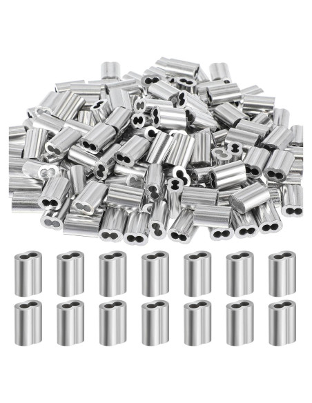 200 Piezas Manguitos de Aluminio Crimpado 1/8" (3.2 mm) Yaocom