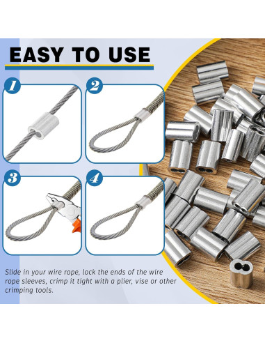 200 Piezas Manguitos de Aluminio Crimpado 1/8" (3.2 mm) Yaocom