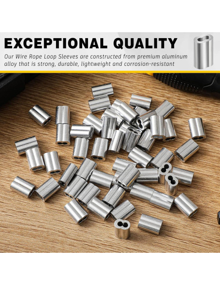 200 Piezas Manguitos de Aluminio Crimpado 1/8" (3.2 mm) Yaocom