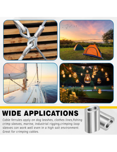 200 Piezas Manguitos de Aluminio Crimpado 1/8" (3.2 mm) Yaocom