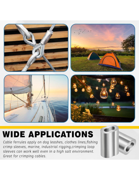 200 Piezas Manguitos de Aluminio Crimpado 1/8" (3.2 mm) Yaocom