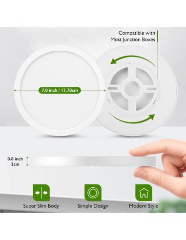 Luz de Techo LED Brightever 15W Regulable 1200Lm 18cm (Juego de 2)