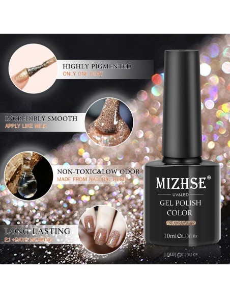 Esmalte de Uñas de Gel MIZHSE Dorado Brillante 40g Esmalte de Uñas de Gel MIZHSE Dorado Brillante 40g