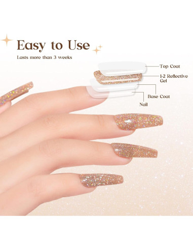 Esmalte de Uñas de Gel MIZHSE Dorado Brillante 40g