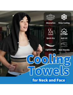 Paquete de 2 Toallas Refrigerantes con Capucha QAUYETM - Gris y Negro 2