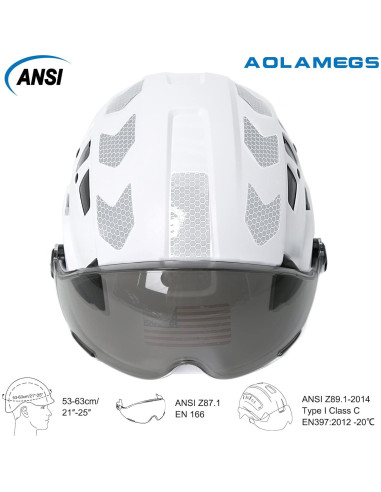 Casco de Construcción Aolamegs Blanco con Visera Ventilada