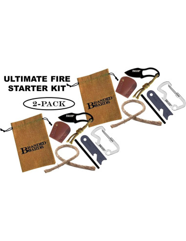 Kit de Inicio de Fuego Branded Boards 2-Pack con Cuchillo