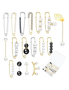 17 Piezas Alfileres de Perlas Falsas con Strass para Mujeres
