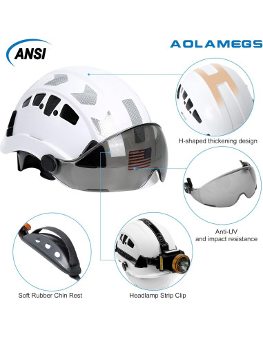 Casco de Construcción Aolamegs Blanco con Visera Ventilada