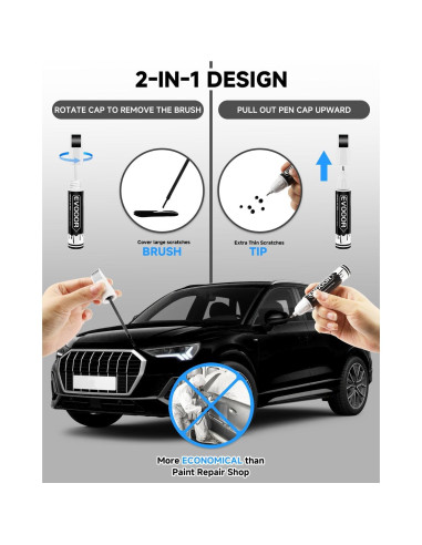 Pintura de Retoque EVOOOR 12.1ml Negro Brillante LY9B para Audi