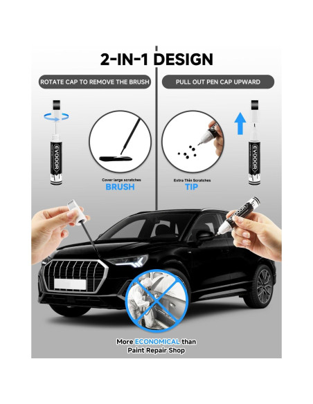 Pintura de Retoque EVOOOR 12.1ml Negro Brillante LY9B para Audi