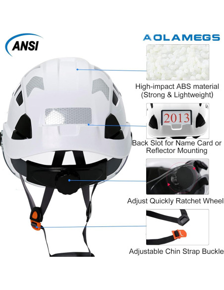 Casco de Construcción Aolamegs Blanco con Visera Ventilada