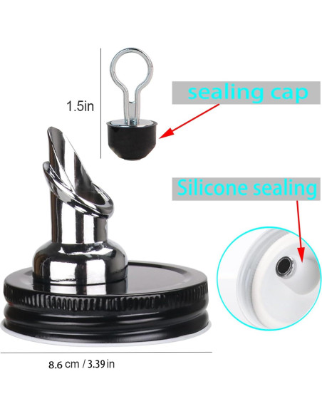 Pico de Vertido para Frascos Mason 86mm ziHenryDa Negro