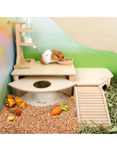 Plataforma de Madera Niteangel para Hamsters y Roedores 25.9x17.8 cm