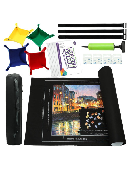 Alfombrilla de rompecabezas portátil FELIZROCA 1500 piezas negra