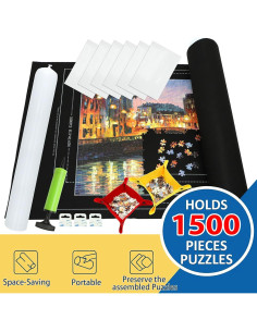 Alfombrilla de rompecabezas portátil FELIZROCA 1500 piezas negra 2