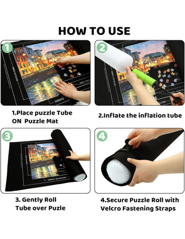 Alfombrilla de rompecabezas portátil FELIZROCA 1500 piezas negra