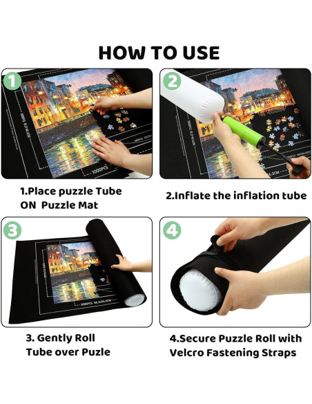 Alfombrilla de rompecabezas portátil FELIZROCA 1500 piezas negra