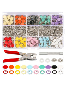 Kit de Botones a Presión K Kwokker 9.5mm 200 Juegos 10 Colores