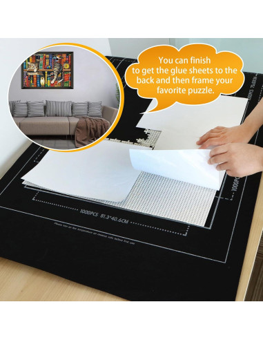 Alfombrilla de rompecabezas portátil FELIZROCA 1500 piezas negra