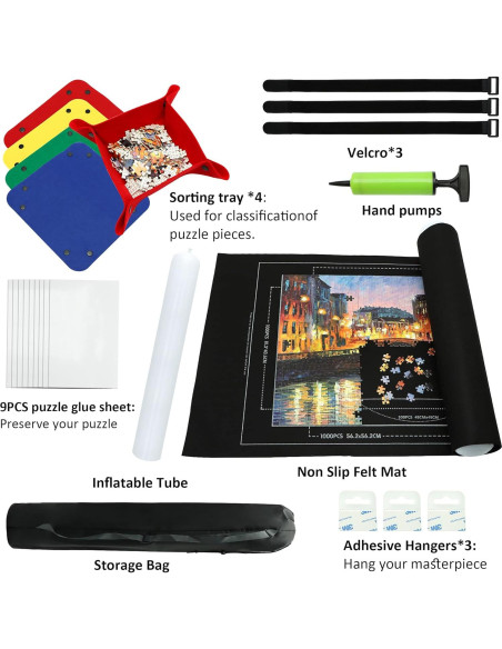 Alfombrilla de rompecabezas portátil FELIZROCA 1500 piezas negra