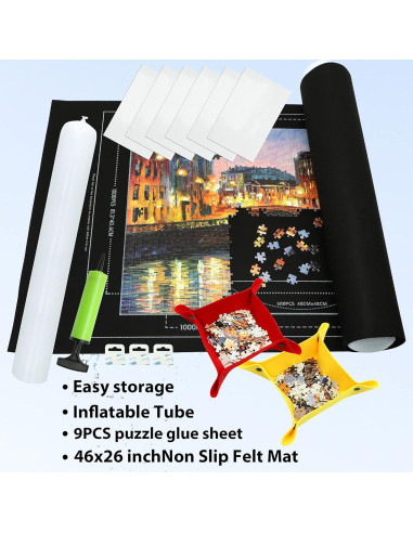 Alfombrilla de rompecabezas portátil FELIZROCA 1500 piezas negra