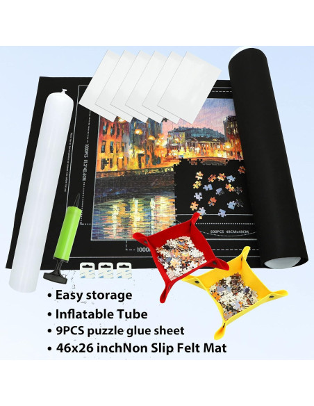 Alfombrilla de rompecabezas portátil FELIZROCA 1500 piezas negra