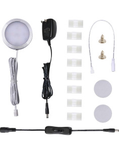 AIBOO Luz LED de Puck 12V Blanco Cálido para Gabinete 2