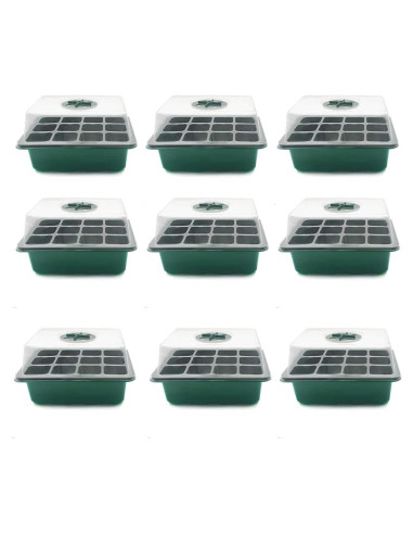 Bandeja para Semillas VANLAN 10 Paquetes con Tapa y Base Verde
