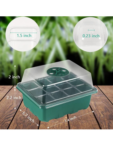 Bandeja para Semillas VANLAN 10 Paquetes con Tapa y Base Verde