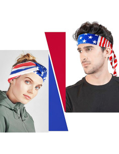 3 Bandas de Sudor JIAHG Bandera EE. UU. Elásticas Absorbentes 2