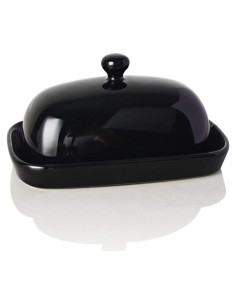 Plato de Mantequilla Sweejar de Cerámica con Tapa 18x11.7 cm Negro