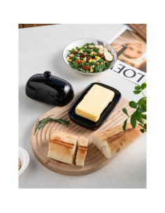 Plato de Mantequilla Sweejar de Cerámica con Tapa 18x11.7 cm Negro 2