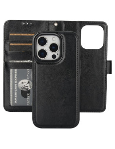 Funda Cartera Desmontable Bocasal para iPhone 16 Pro 6.3" Negro