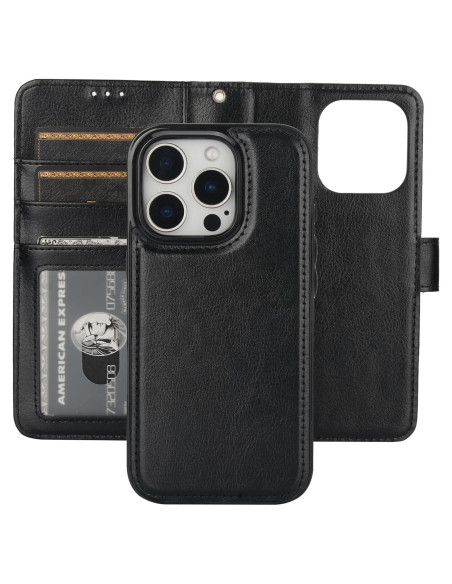 Funda Cartera Desmontable Bocasal para iPhone 16 Pro 6.3" Negro