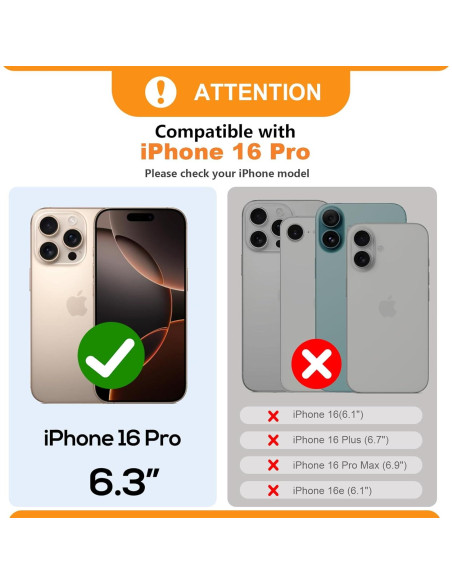 Funda Cartera Desmontable Bocasal para iPhone 16 Pro 6.3" Negro