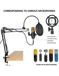 Soporte de micrófono Luling Arts LA20 con filtro pop y brazo ajustable 2