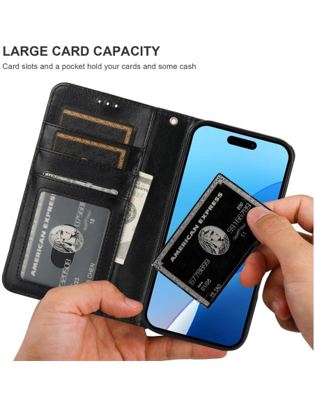 Funda Cartera Desmontable Bocasal para iPhone 16 Pro 6.3" Negro