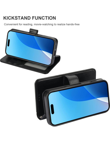 Funda Cartera Desmontable Bocasal para iPhone 16 Pro 6.3" Negro