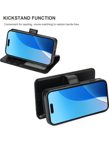 Funda Cartera Desmontable Bocasal para iPhone 16 Pro 6.3" Negro